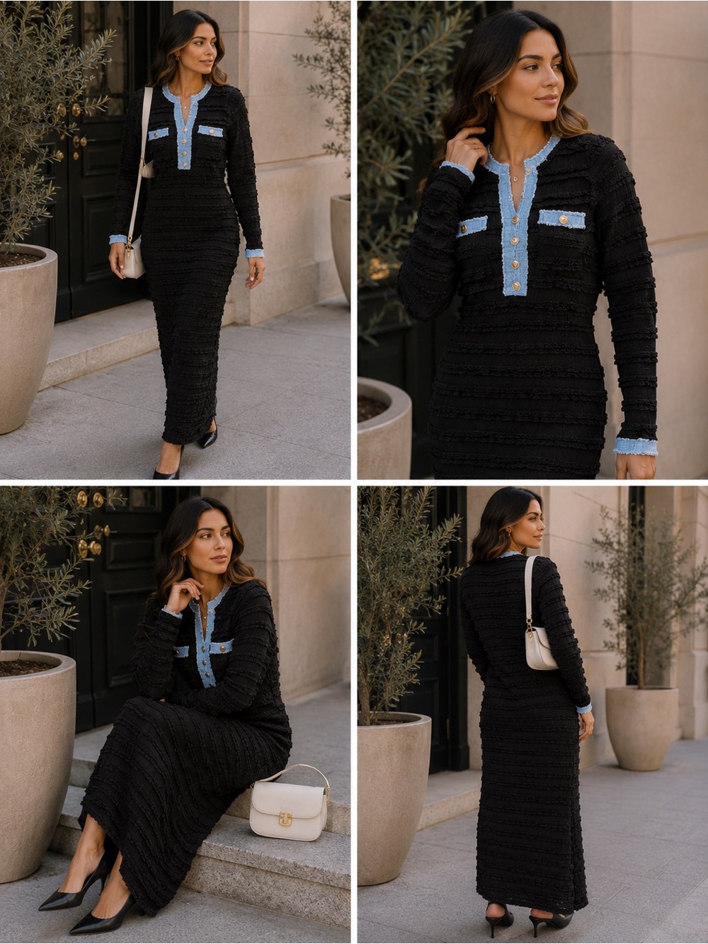 🇫🇷 Parisian Textured Knit Maxi Dress - Picture 3 of 3